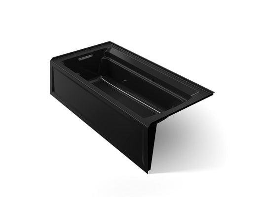 KOHLER K-1125-LAW-7 Archer 72" x 36" alcove bath with Bask heated surface, left drain - Black Black