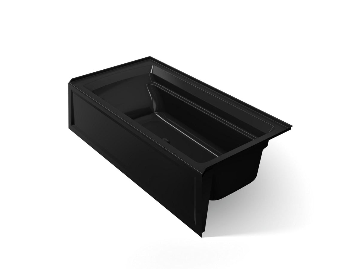 KOHLER K-1125-RAW-7 Archer 72" X 36" Alcove Bath With Bask Heated Surface, Alcove, Right Drain - Black Black