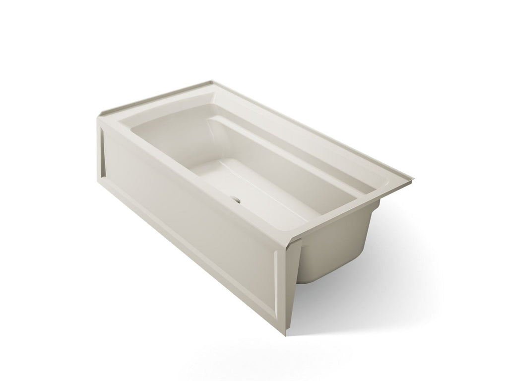 KOHLER K-1125-RAW-96 Archer 72" X 36" Alcove Bath With Bask Heated Surface, Alcove, Right Drain - Biscuit