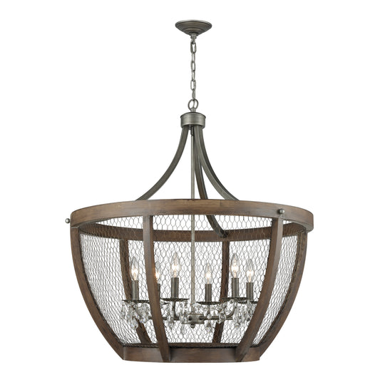 ELK SIGNATURE 1140-033 Renaissance Invention 30'' Wide 6-Light Pendant - Weathered Zinc