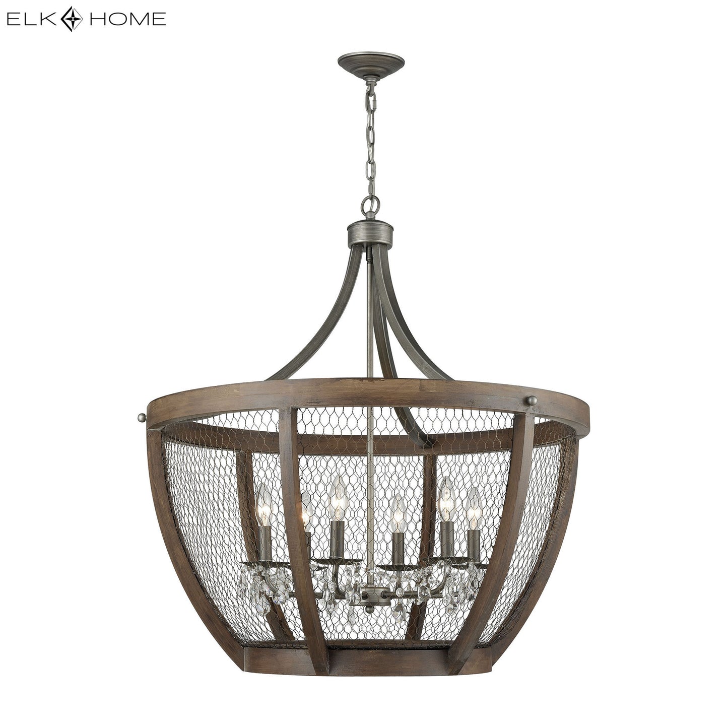 ELK SIGNATURE 1140-033 Renaissance Invention 30'' Wide 6-Light Pendant - Weathered Zinc