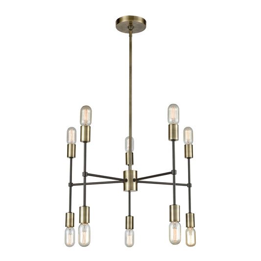 ELK SIGNATURE 1141-027 Up Down Century 24'' Wide 10-Light Chandelier - Antique Brass