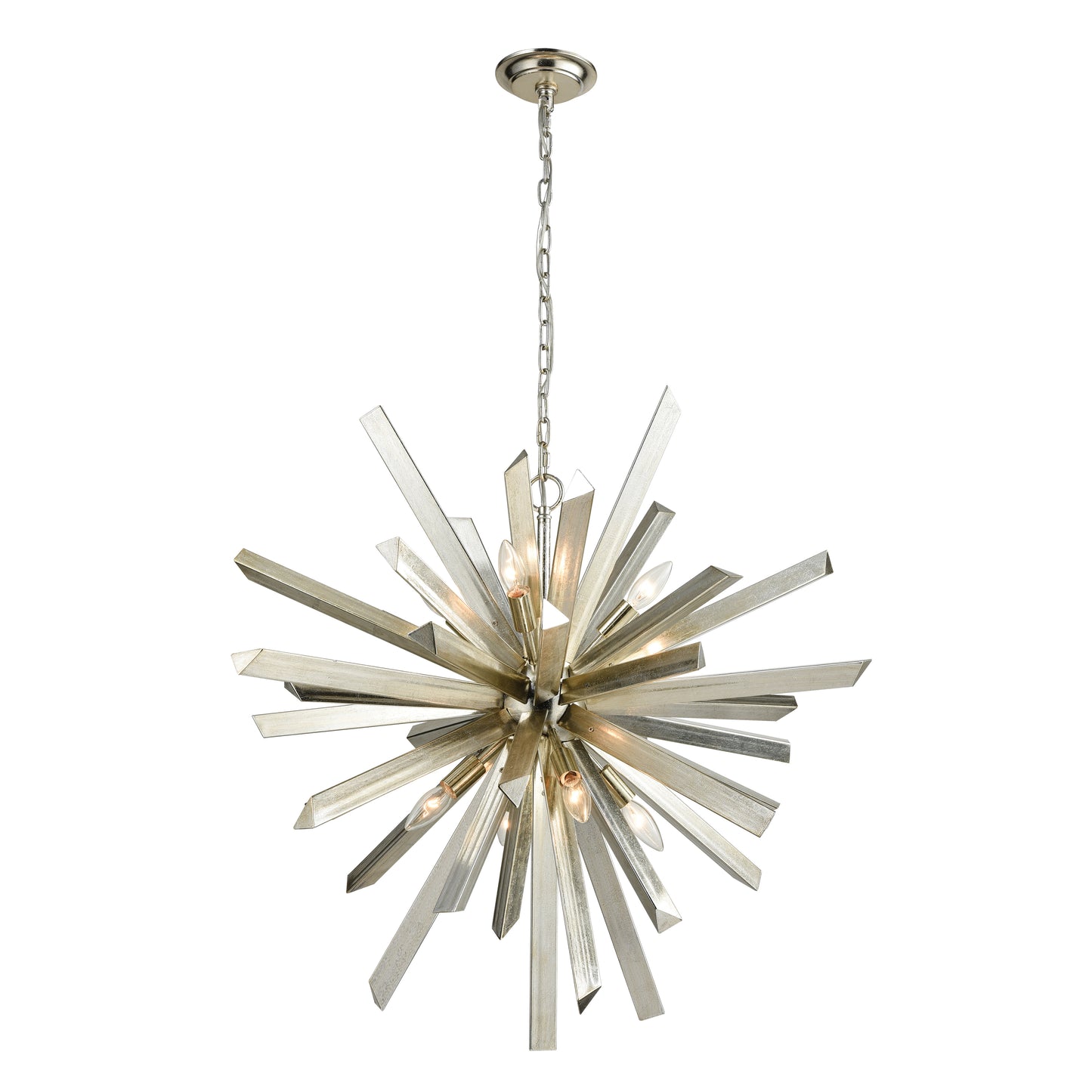 ELK SIGNATURE 1141-073 Cataclysm 30'' Wide 8-Light Chandelier - Silver Leaf