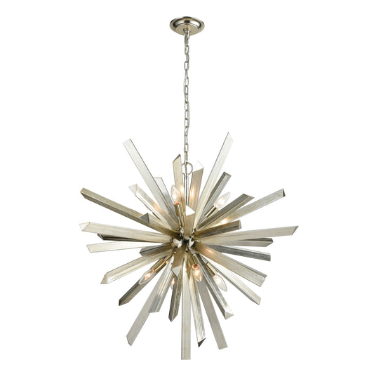 ELK SIGNATURE 1141-073 Cataclysm 30'' Wide 8-Light Chandelier - Silver Leaf