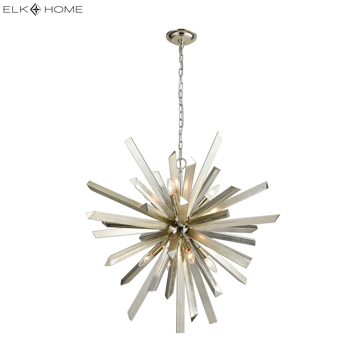 ELK SIGNATURE 1141-073 Cataclysm 30'' Wide 8-Light Chandelier - Silver Leaf