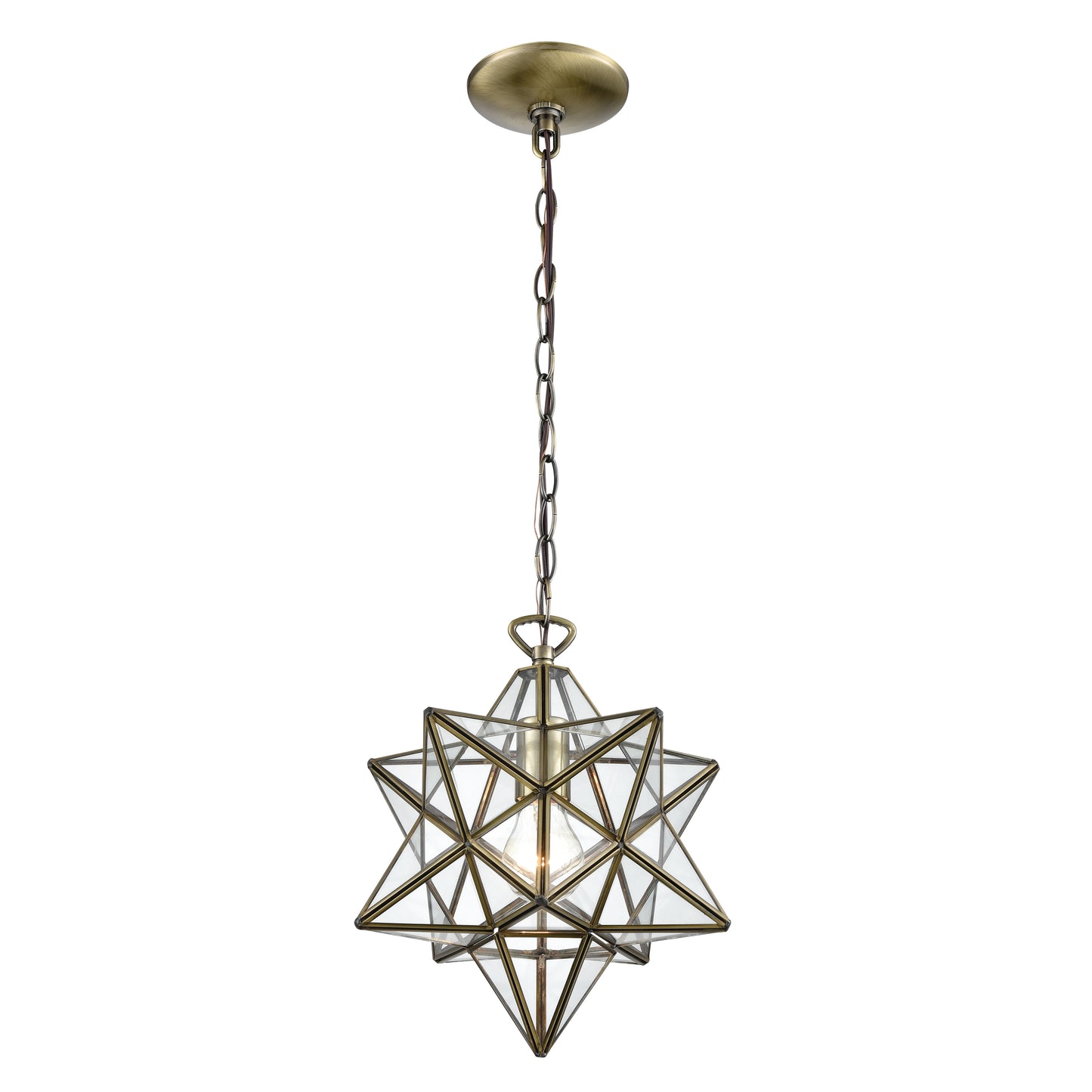 MARKETPLACE 1145-020 Moravian Star 12'' Wide 1-Light Mini Pendant - Antique Brass