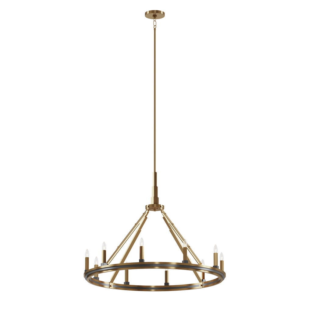 KICHLER 52421BNB Emmala 27.50 Inch 10 Light Chandelier In Brushed Natural Brass And Black