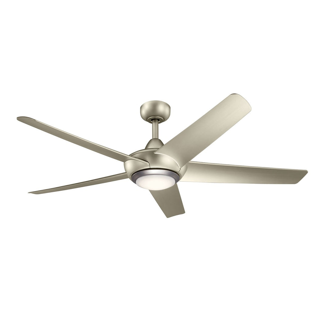 KICHLER 330089NI Kapono 52 Inch Led Ceiling Fan In Nickel With Frosted White Polycarbonate Lens