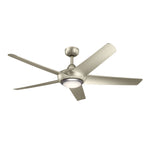 KICHLER 330089NI Kapono 52 Inch Led Ceiling Fan In Nickel With Frosted White Polycarbonate Lens