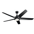 KICHLER 330089SBK Kapono 52 Inch Led Ceiling Fan In Satin Black With Frosted White Polycarbonate Lens