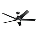 KICHLER 330089SBK Kapono 52 Inch Led Ceiling Fan In Satin Black With Frosted White Polycarbonate Lens