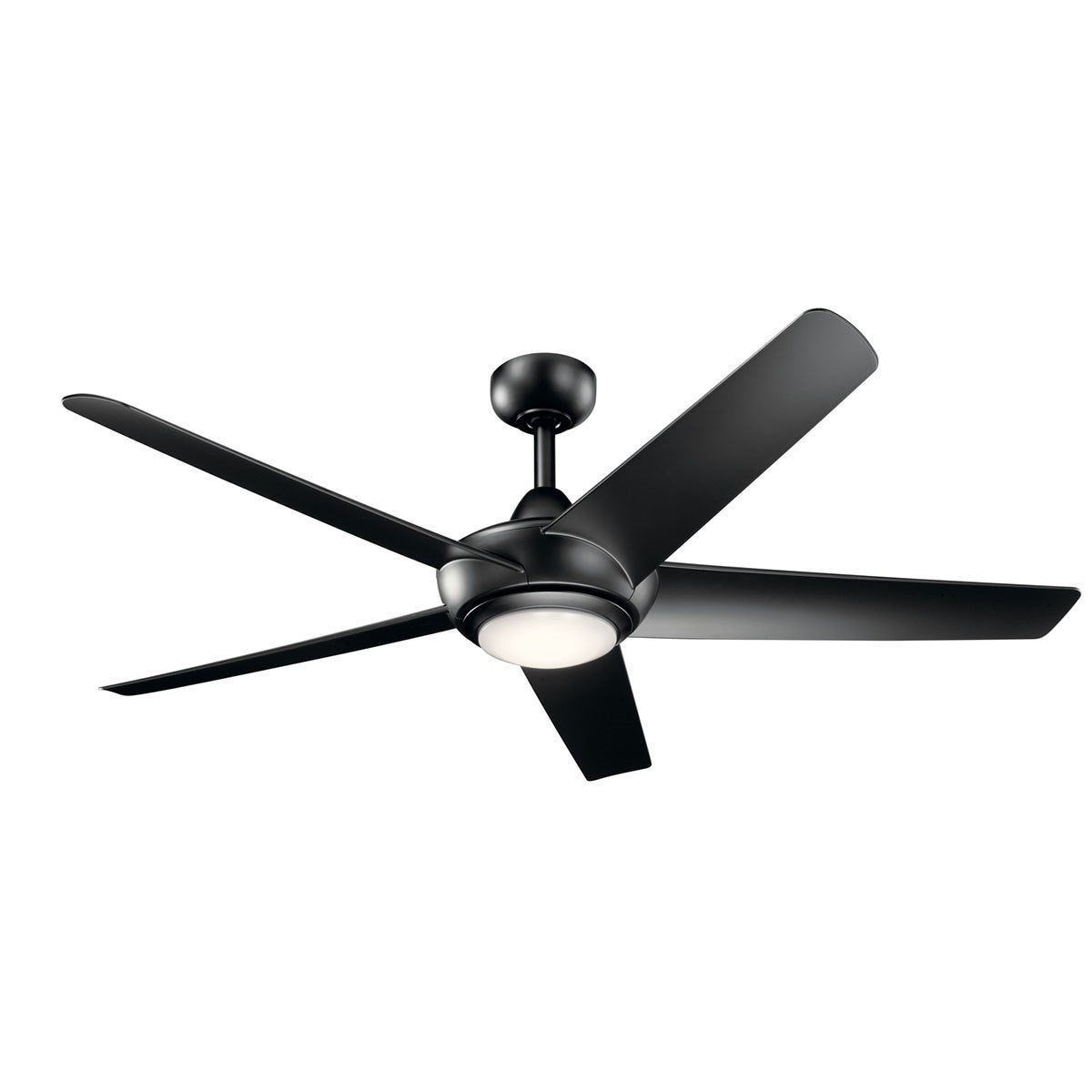 KICHLER 330089SBK Kapono 52 Inch Led Ceiling Fan In Satin Black With Frosted White Polycarbonate Lens
