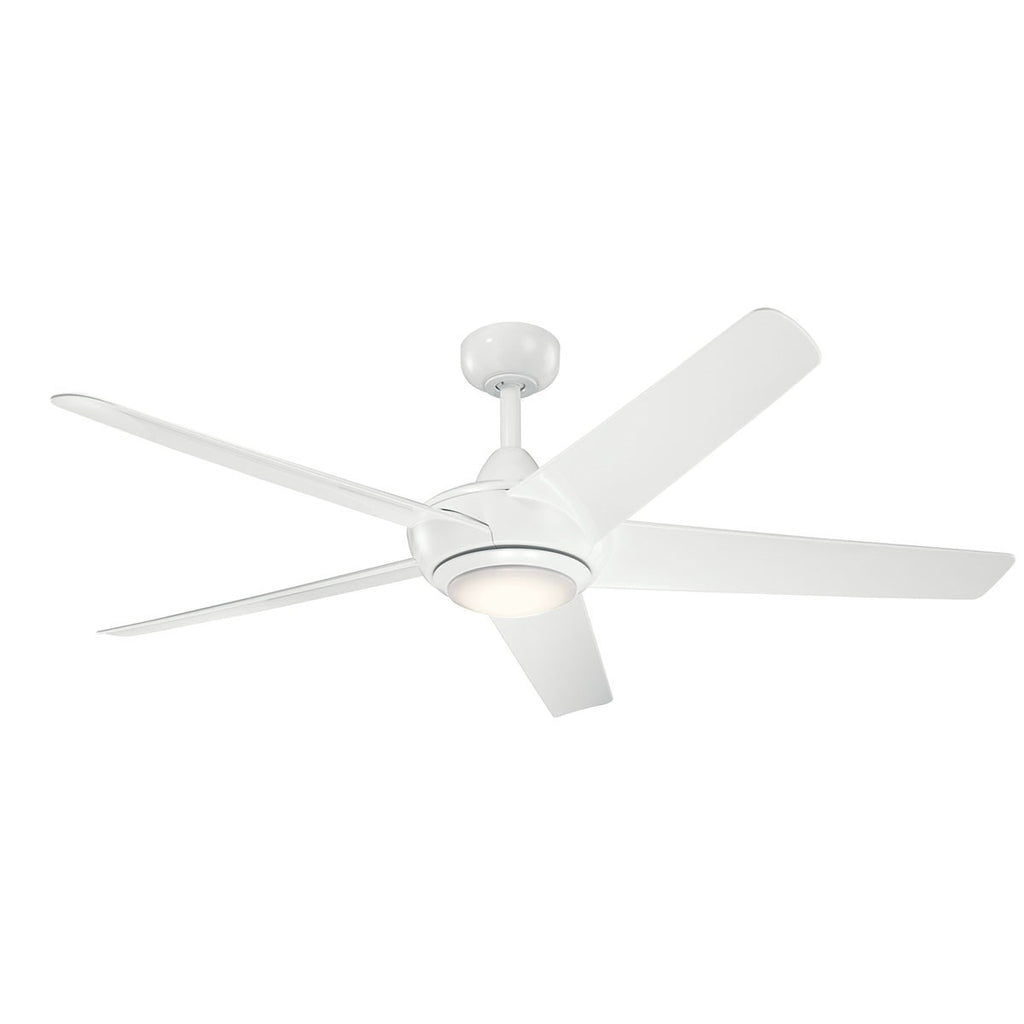 KICHLER 330089WH Kapono 52 Inch Led Ceiling Fan In White With Frosted White Polycarbonate Lens
