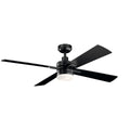 KICHLER 330140SBK Lija 52 Inch Led Ceiling Fan In Satin Black With Etched Cased Opal Glass