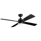 KICHLER 330140SBK Lija 52 Inch Led Ceiling Fan In Satin Black With Etched Cased Opal Glass