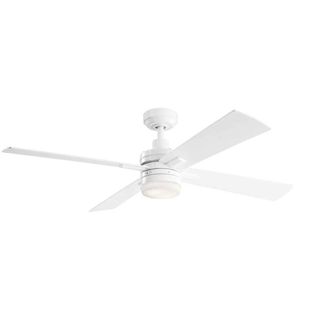 KICHLER 330140WH Lija 52 Inch Led Ceiling Fan In White With Etched Cased Opal Glass