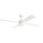 KICHLER 330140WH Lija 52 Inch Led Ceiling Fan In White With Etched Cased Opal Glass