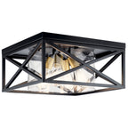 KICHLER 44084BK Moorgate 16" 4 Light Flush Mount With Clear Glass Black