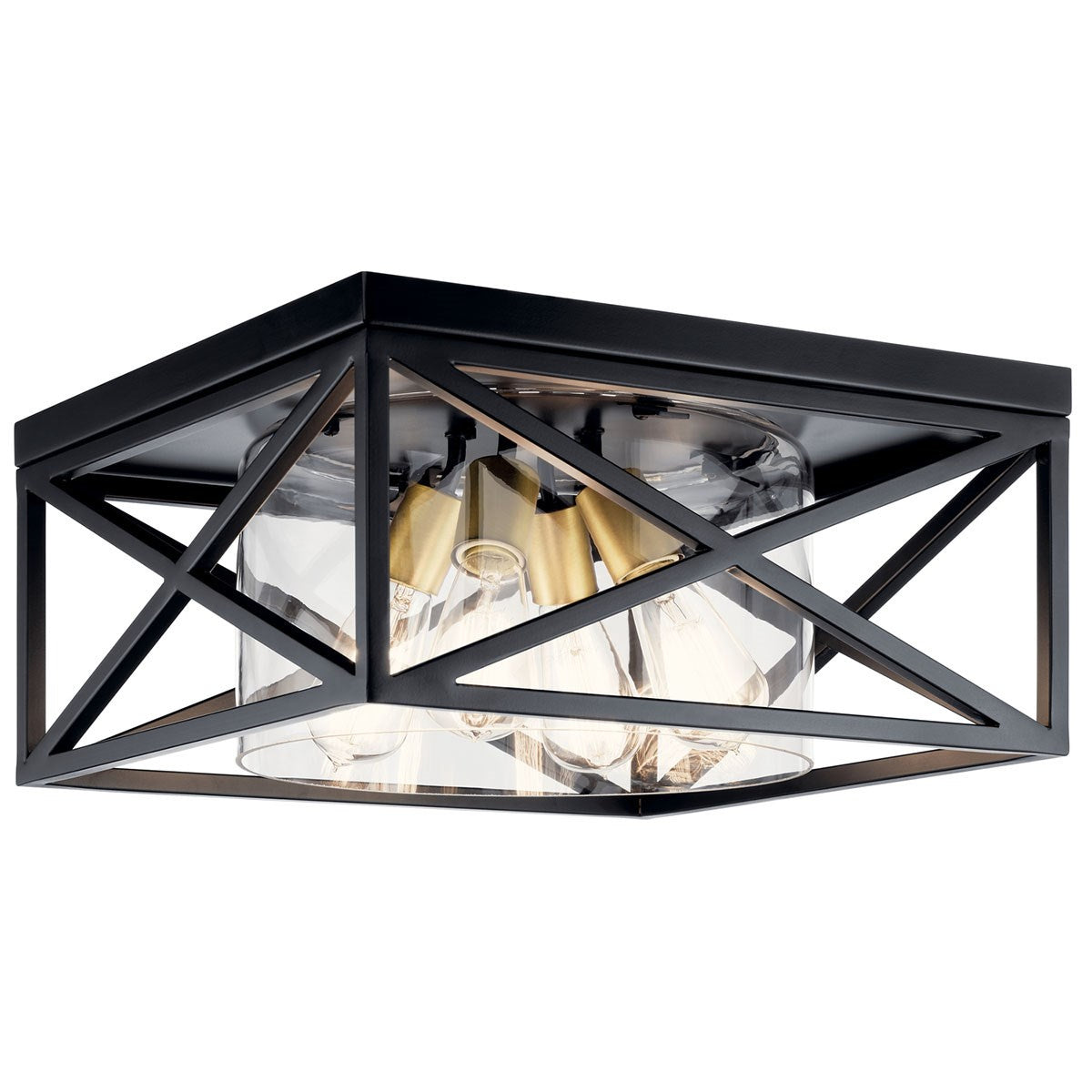 KICHLER 44084BK Moorgate 16" 4 Light Flush Mount With Clear Glass Black