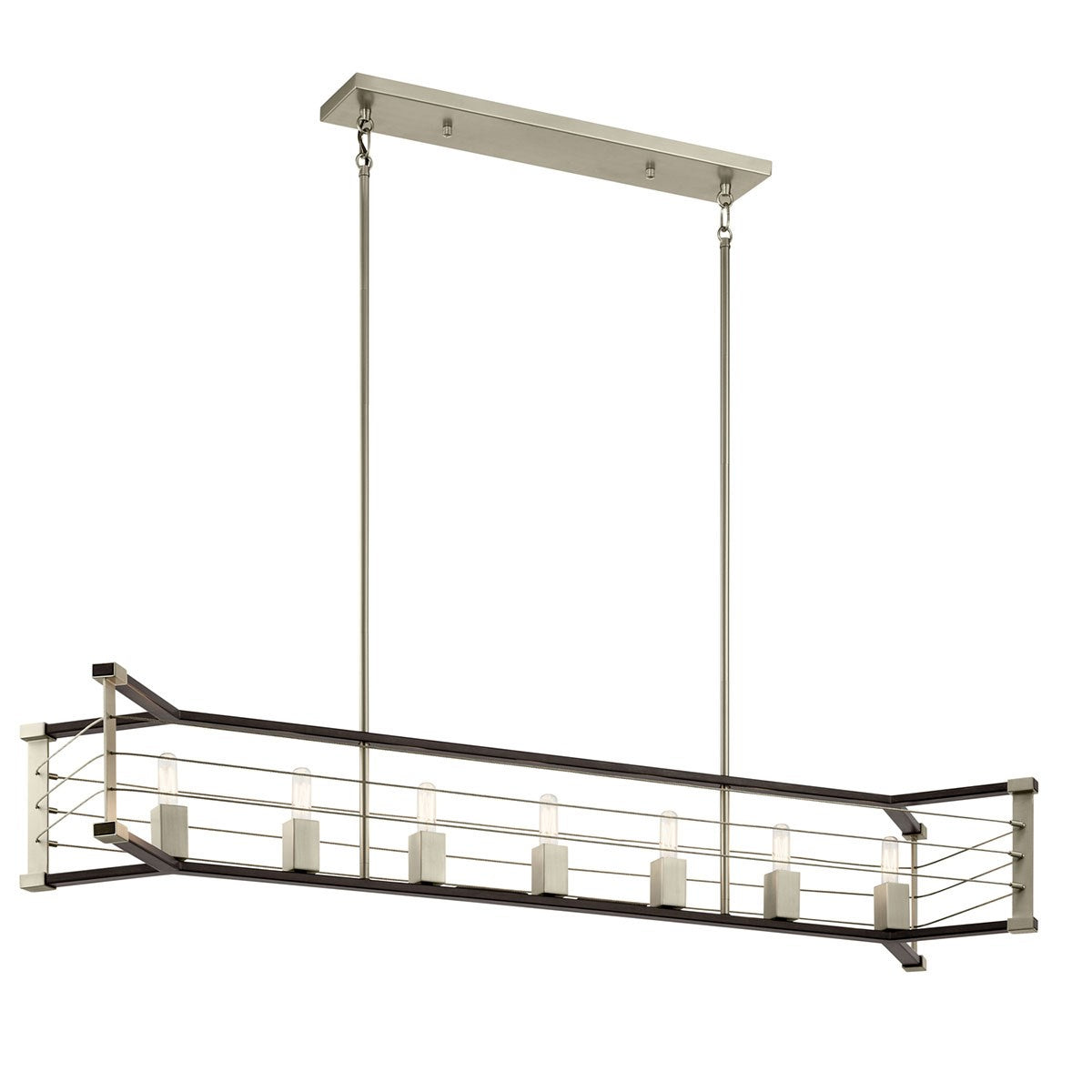 KICHLER 44252Mok Lente Seven Light Linear Chandelier Midnight Oak