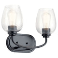 KICHLER 45128BKCS Valserrano 14.50 Inch 2 Light Vanity Light With Clear Seeded Glass In Black