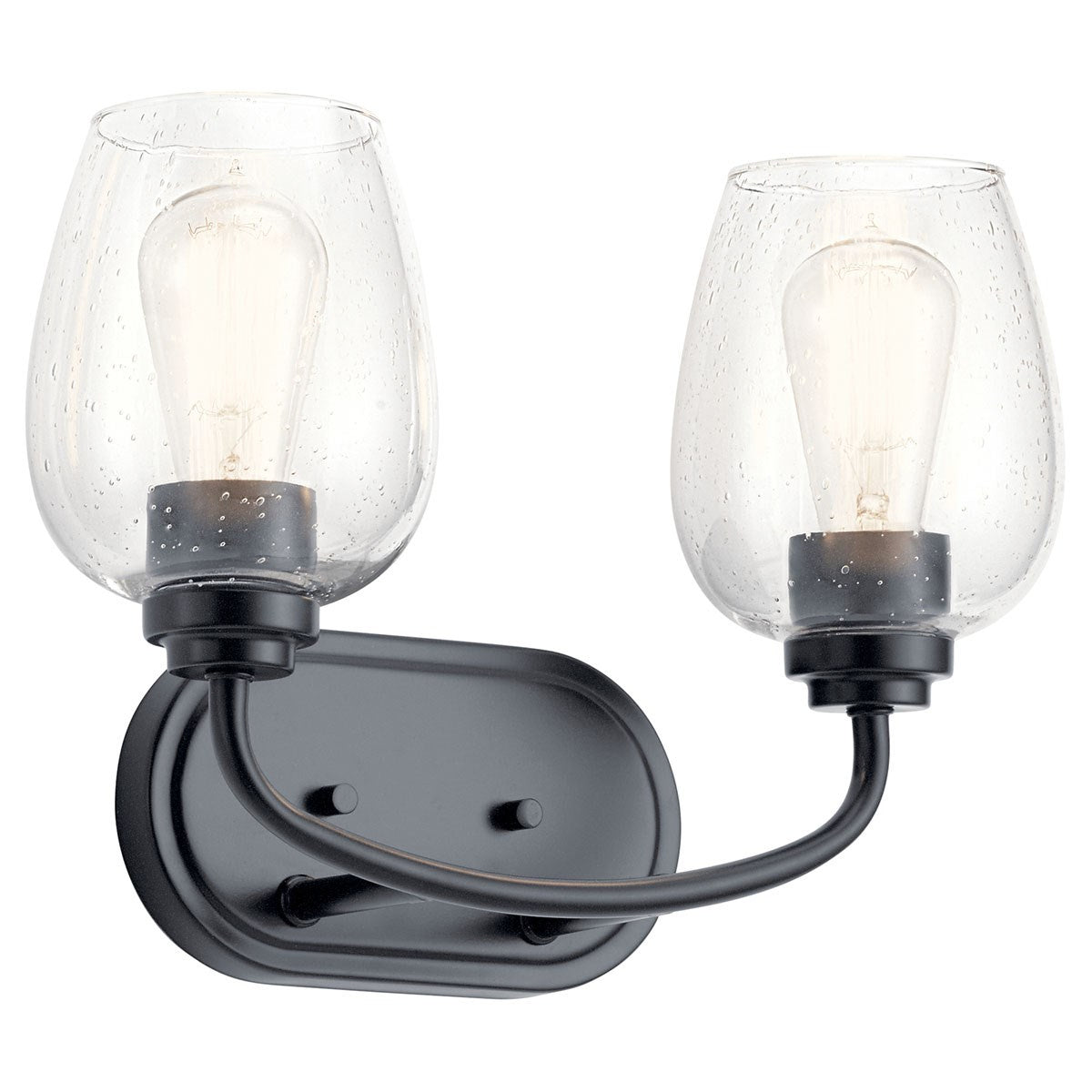KICHLER 45128BKCS Valserrano 14.50 Inch 2 Light Vanity Light With Clear Seeded Glass In Black