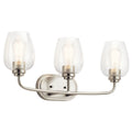 KICHLER 45129NICS Valserrano 24 inch 3 Light Vanity Light with Clear Seeded Glass in Brushed Nickel