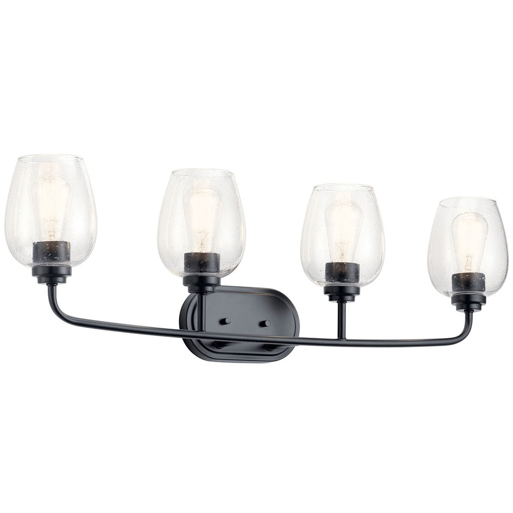 KICHLER 45130BKCS Valserrano 33.50 inch 4 Light Vanity Light with Clear Seeded Glass in Black