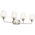 KICHLER 45130NICS Valserrano 33.50 inch 4 Light Vanity Light with Clear Seeded Glass in Brushed Nickel