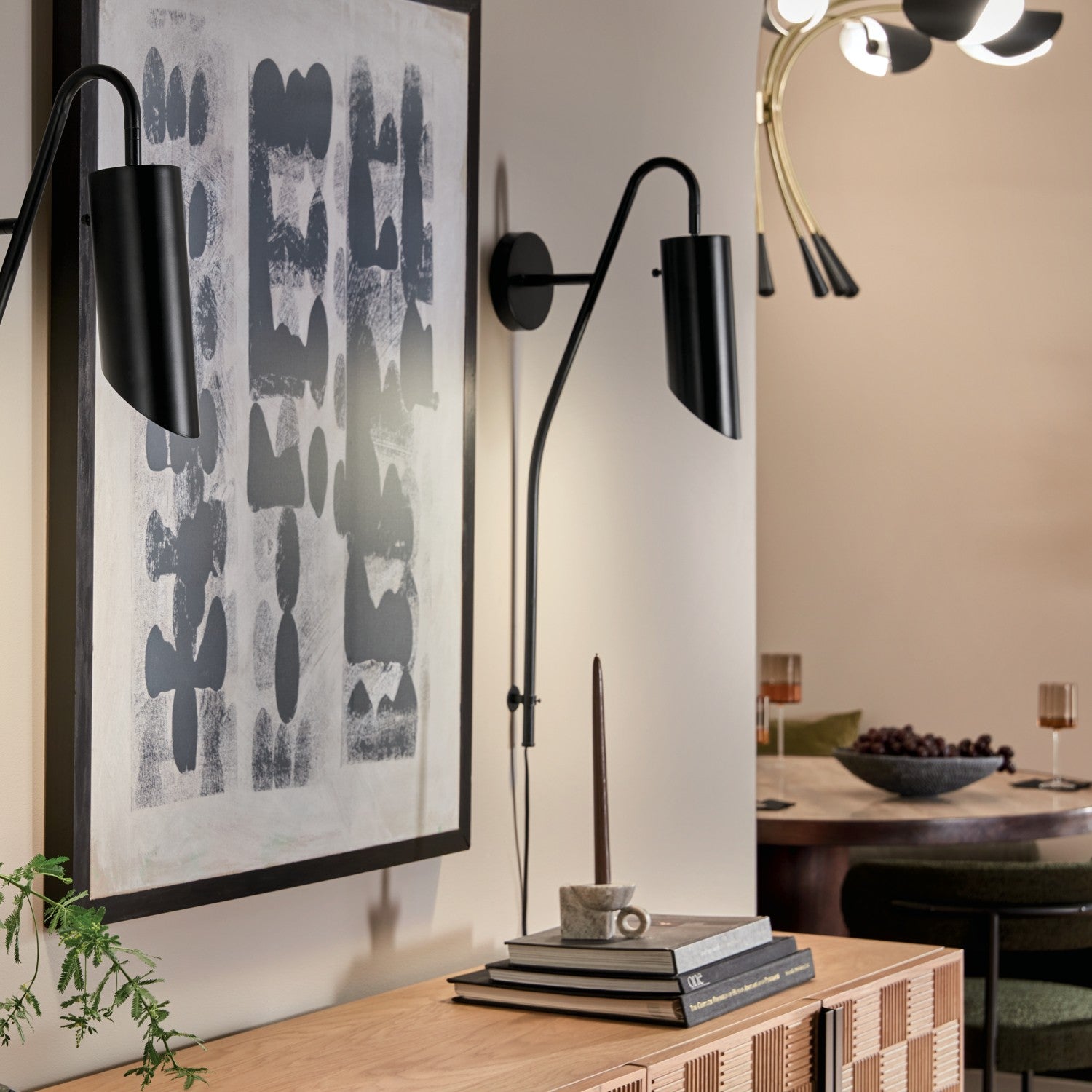 KICHLER 52165BK Trentino 1 Light Wall Sconce Black
