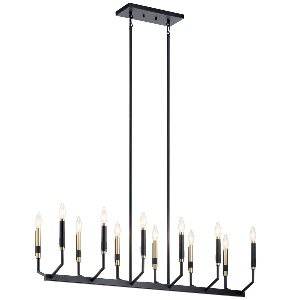 KICHLER 52350BK Armand 42.75 Inch 12 Light Linear Chandelier In Black And Bronze Finish