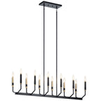 KICHLER 52350BK Armand 42.75 Inch 12 Light Linear Chandelier In Black And Bronze Finish