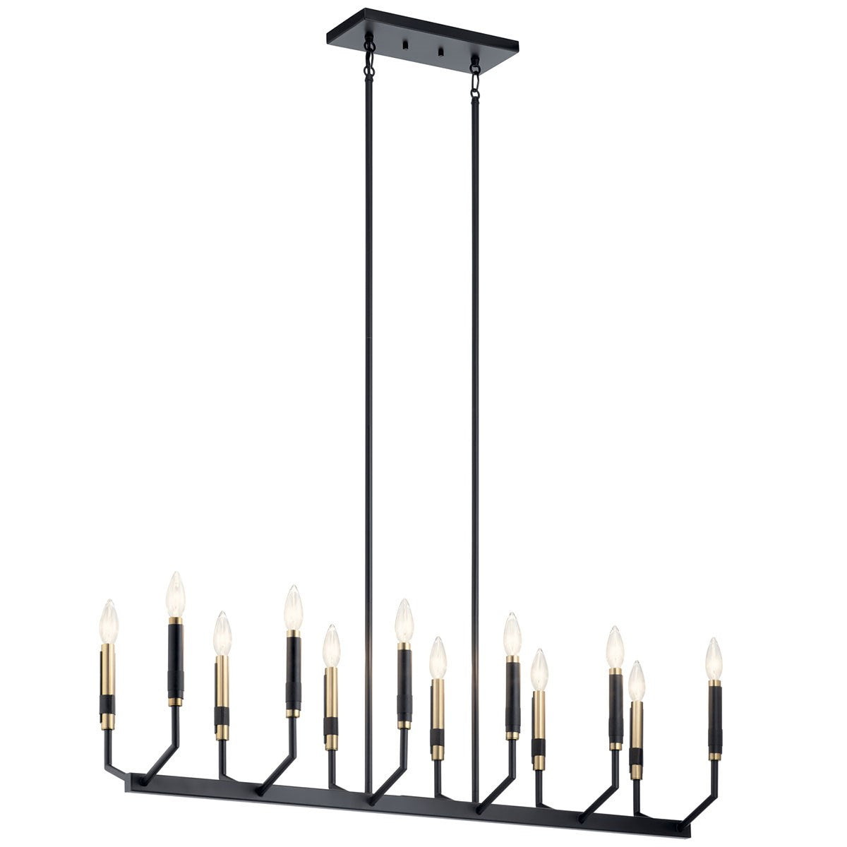 KICHLER 52350BK Armand 42.75 Inch 12 Light Linear Chandelier In Black And Bronze Finish