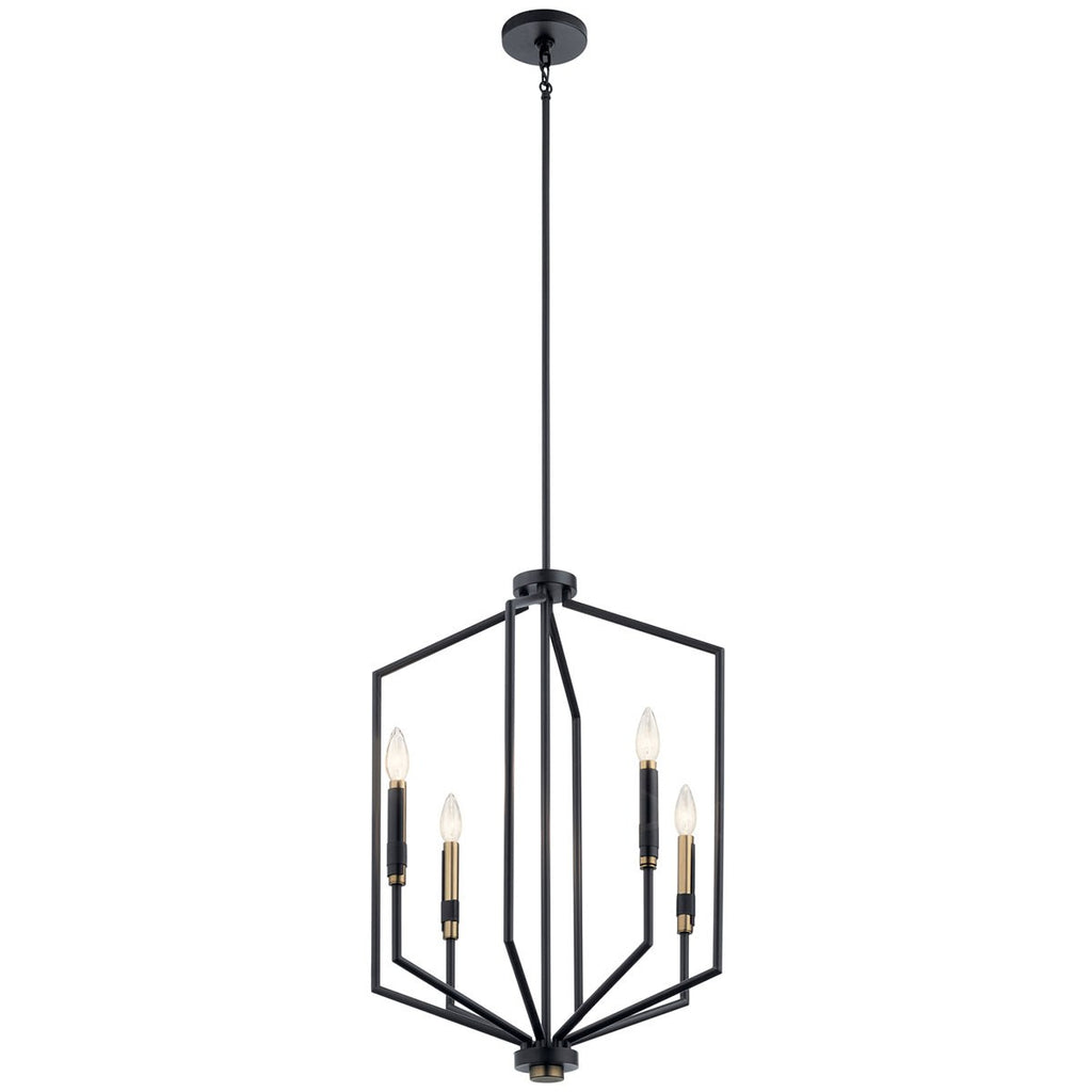 KICHLER 52351BK Armand 27 Inch 4 Light Foyer Pendant In Black And Bronze Finish