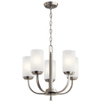 KICHLER 52386NI Kennewick 5 Light Chandelier with Crisp White Fabric Brushed Nickel
