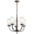 KICHLER 52386OZ Kennewick 5 Light Chandelier with Crisp White Fabric Olde Bronze