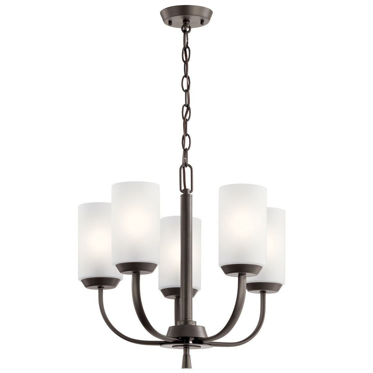 KICHLER 52386OZ Kennewick 5 Light Chandelier with Crisp White Fabric Olde Bronze