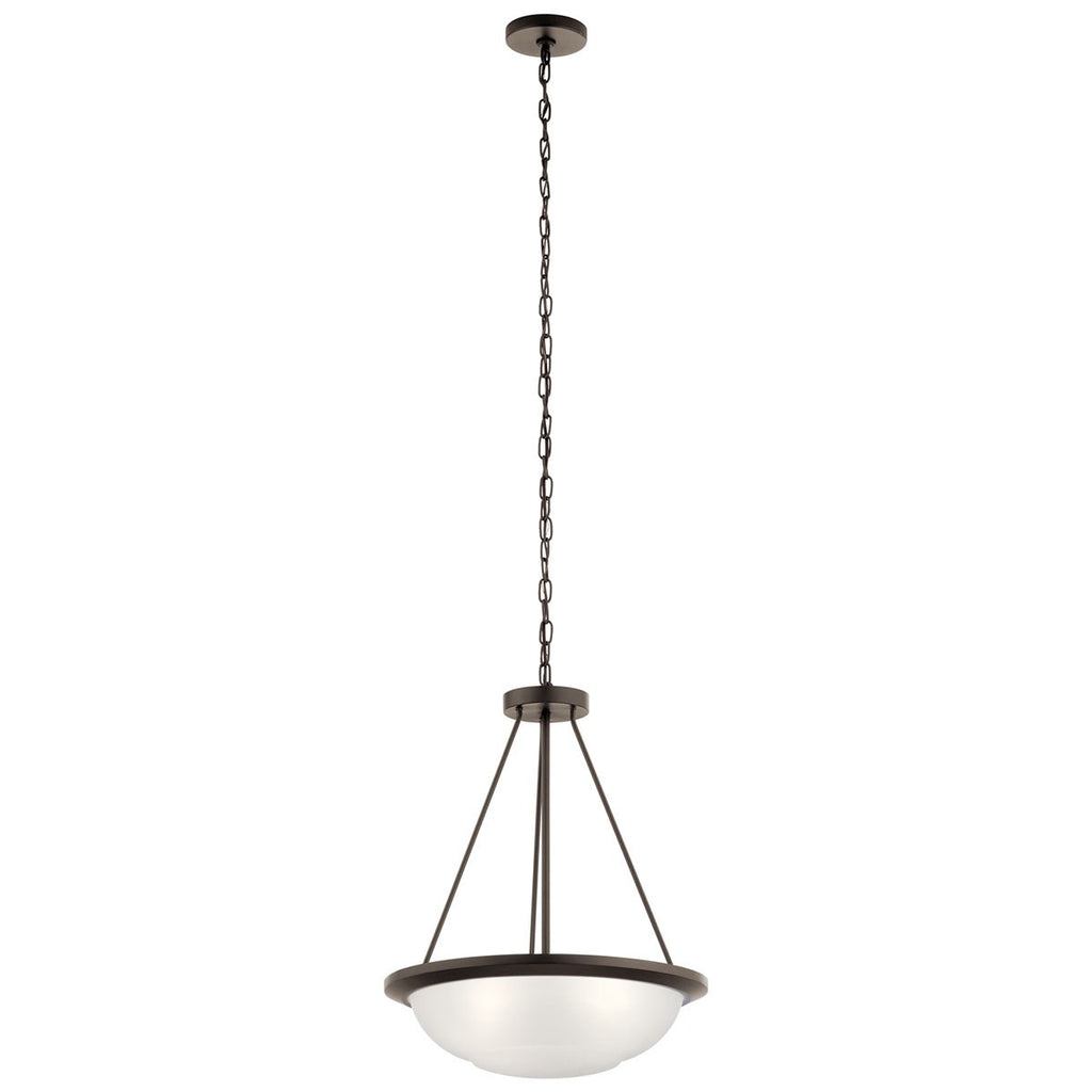 KICHLER 52393OZ Ritson 3 Light Inverted Pendant with Satin Etched Glass Olde Bronze