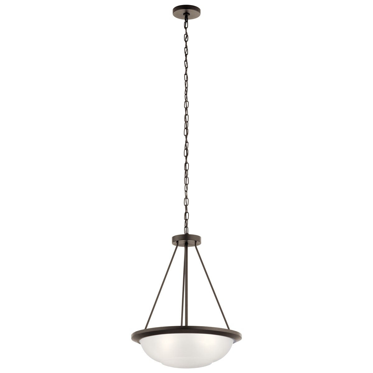 KICHLER 52393OZ Ritson 3 Light Inverted Pendant with Satin Etched Glass Olde Bronze