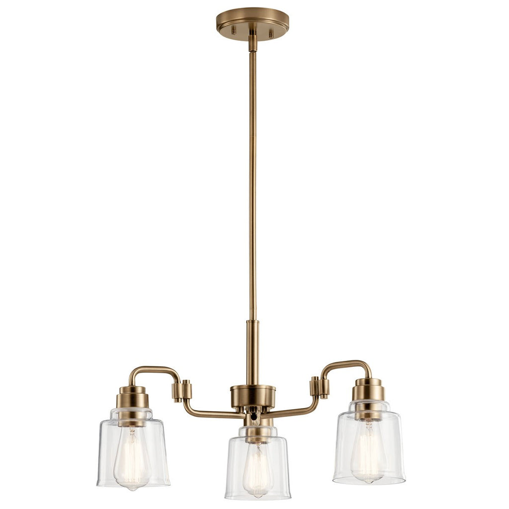 KICHLER 52397WBR Aivian 23" 3 Light Chandelier with Clear Glass Weathered Brass