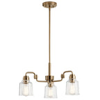 KICHLER 52397WBR Aivian 23" 3 Light Chandelier with Clear Glass Weathered Brass