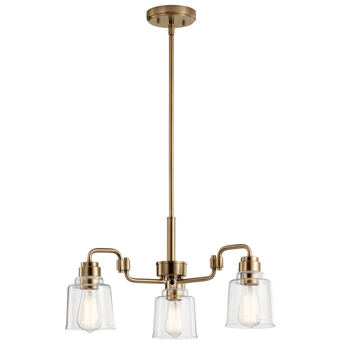 KICHLER 52397WBR Aivian 23" 3 Light Chandelier with Clear Glass Weathered Brass