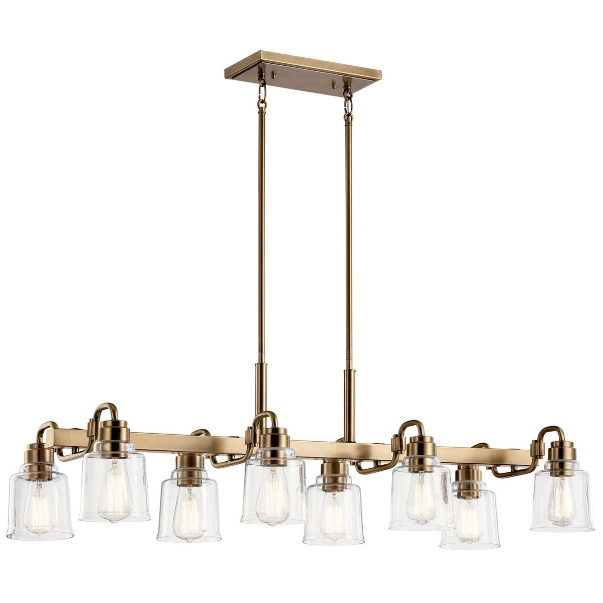 KICHLER 52400WBR Aivian 42" 8 Light Linear Chandelier with Clear Glass Weathered Brass