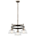 KICHLER 52402PN Eastmont 3 Light Chandelier With Clear Glass Polished Nickel And Walnut Wood