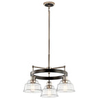 KICHLER 52402PN Eastmont 3 Light Chandelier With Clear Glass Polished Nickel And Walnut Wood