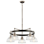 KICHLER 52403PN Eastmont 5 Light Chandelier With Clear Glass Polished Nickel And Walnut Wood