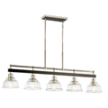 KICHLER 52404PN Eastmont 5 Light Linear Chandelier With Clear Glass Polished Nickel And Walnut Wood