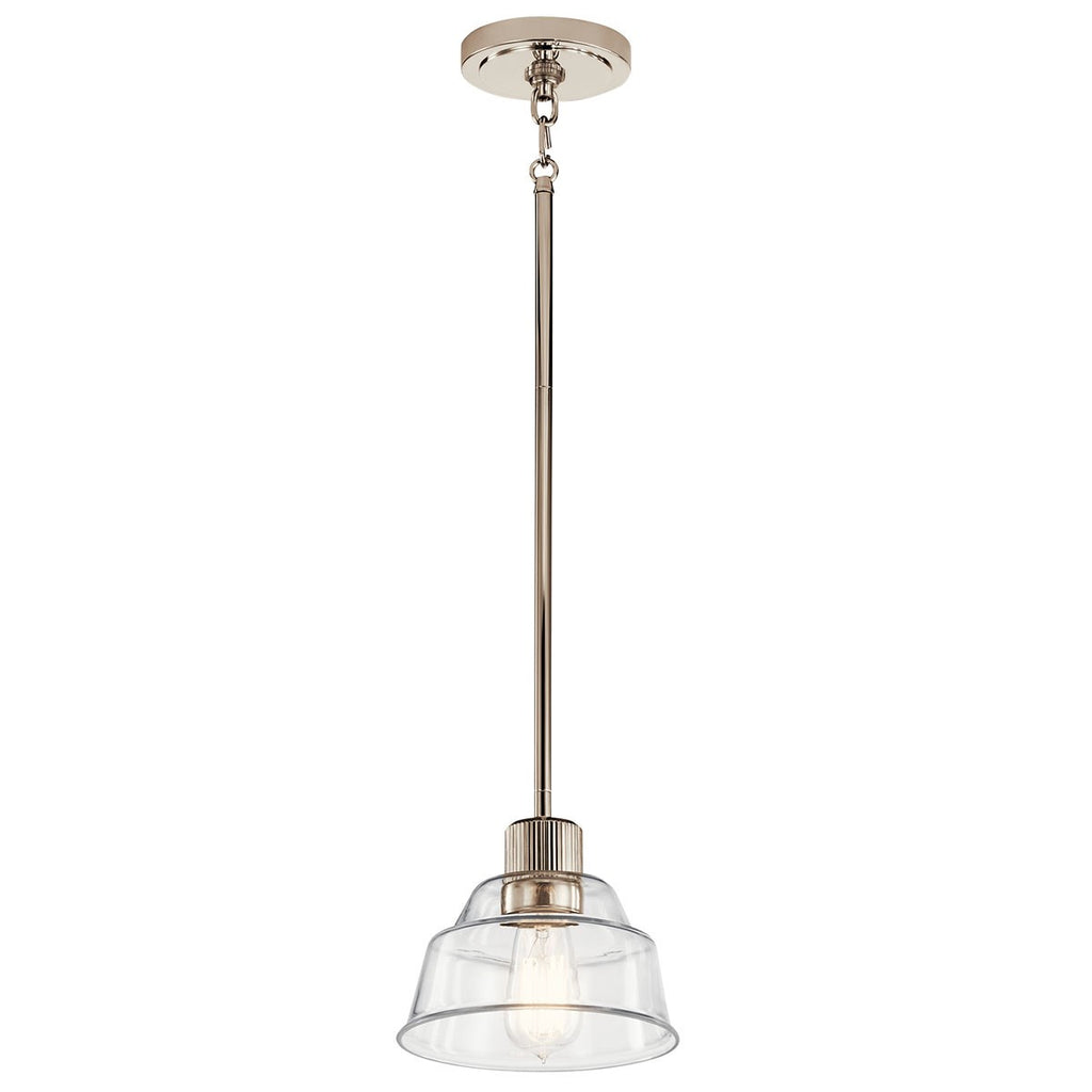 KICHLER 52405PN Eastmont 1 Light Mini Pendant With Clear Glass Polished Nickel