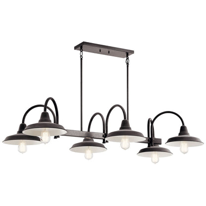 KICHLER 52408WZC Marrus Six Light Linear Chandelier Weathered Zinc