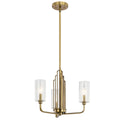 KICHLER 52410BNB Kimrose 3 Light Chandelier With Clear Fluted Glass In Brushed Natural Brass